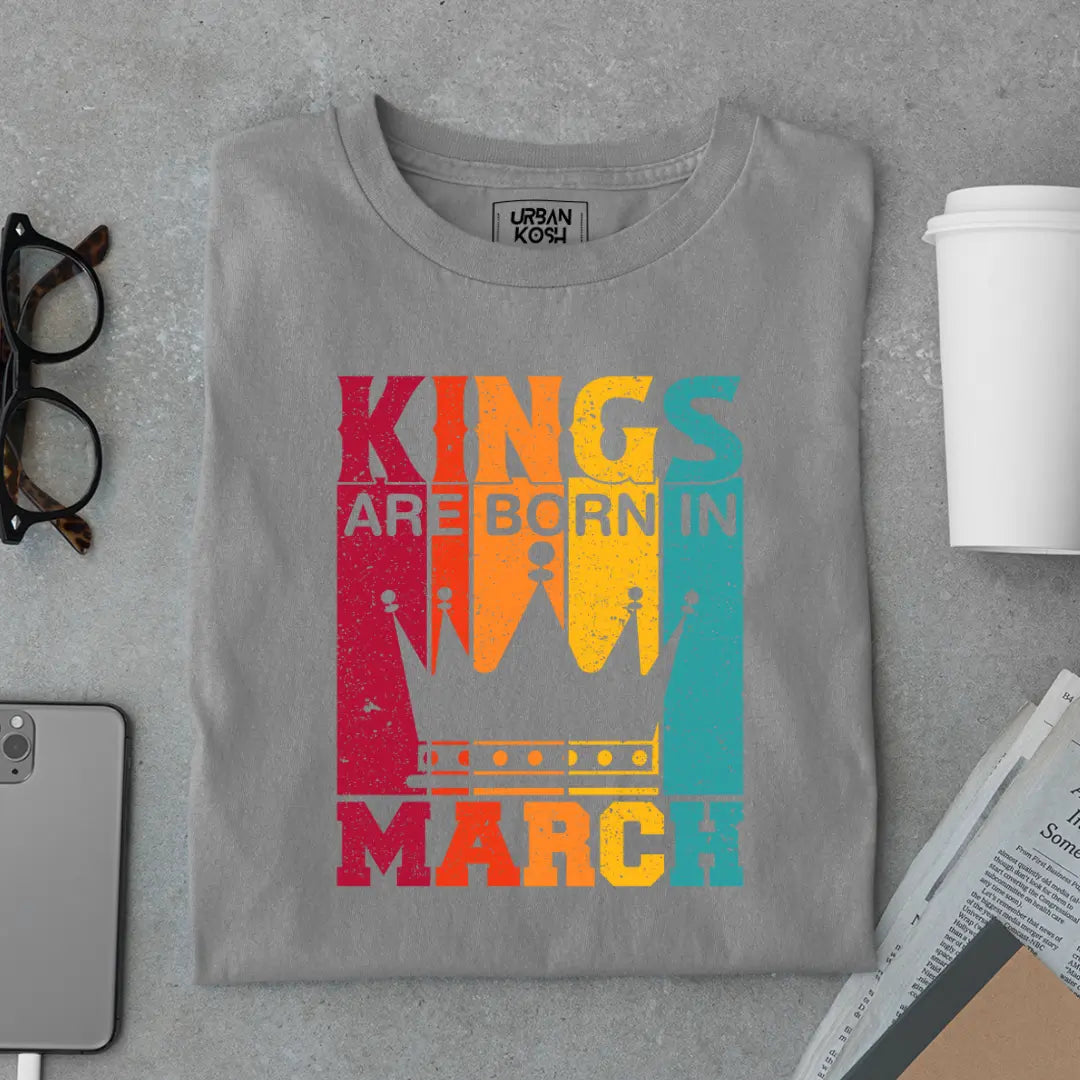Vintage Kings are Born in March Limited Edition Premium Birthday T-Shirt