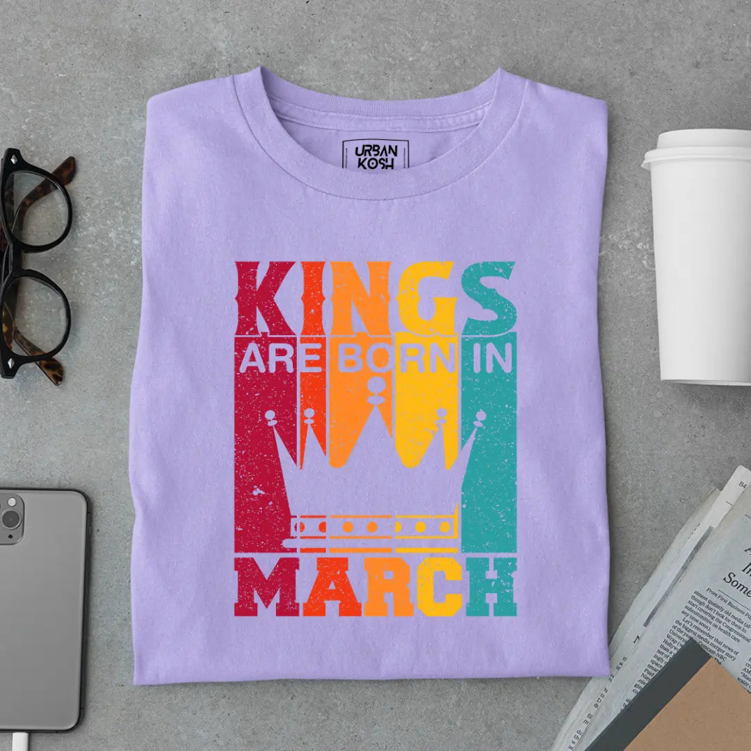 Vintage Kings are Born in March Limited Edition Premium Birthday T-Shirt