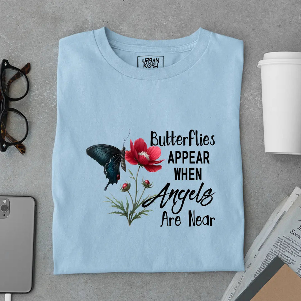 Butterflies Appear When Angels Are Near Premium Butterfly T-Shirt for Women