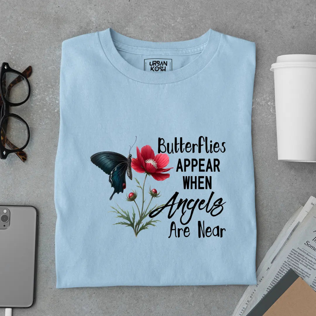 Butterflies Appear When Angels Are Near Premium Butterfly T-Shirt for Women