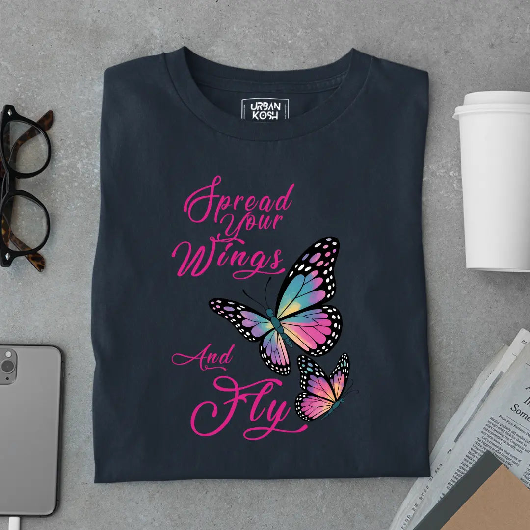 Spread Your Wings and Fly - Premium Butterfly T-Shirt for Women