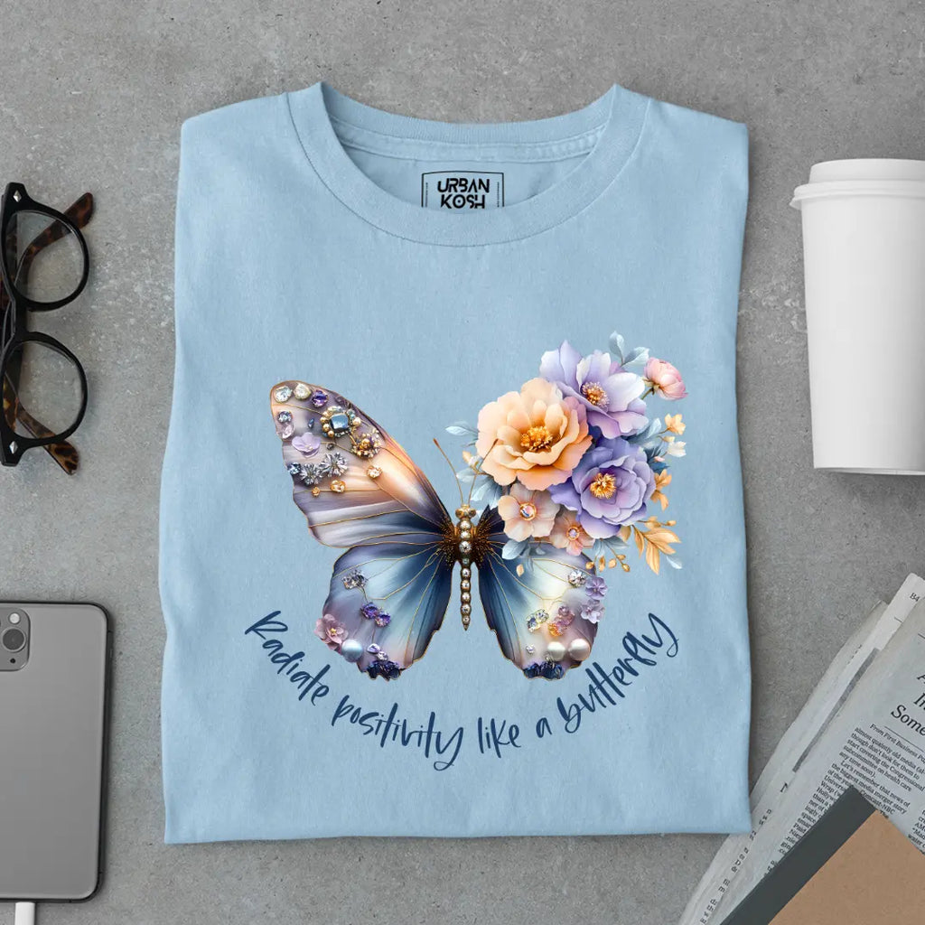 Radiate Positivity Like a Butterfly Premium Butterfly T-Shirt for Women