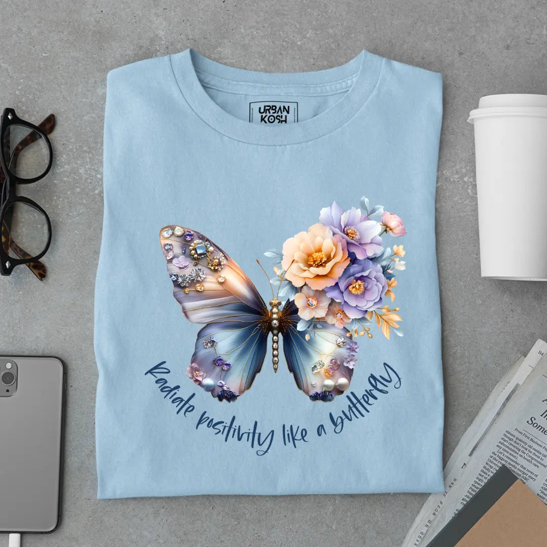 Radiate Positivity Like a Butterfly Premium Butterfly T-Shirt for Women