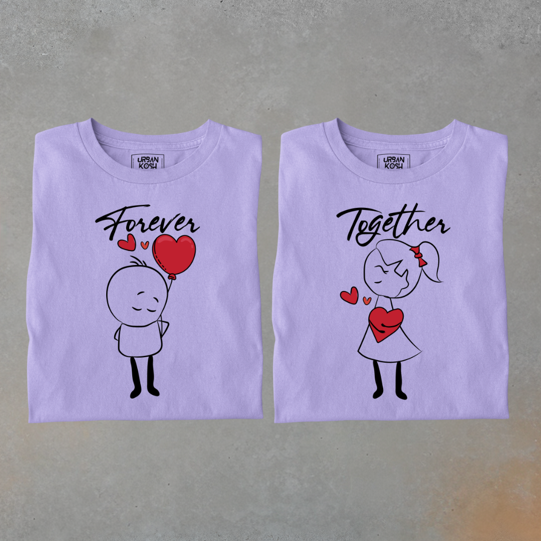 Forever Together Romantic Couple Premium T-Shirt Combo (Pack of 2)