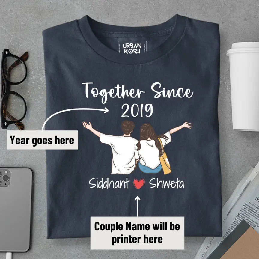 [Personalised] Together Since [Year] Couple T-Shirt – Valentine’s Day Special