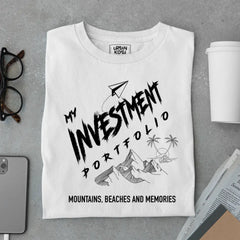 "My Investment Portfolio Mountains, Beaches and Memories" Premium Wanderlust T-Shirt
