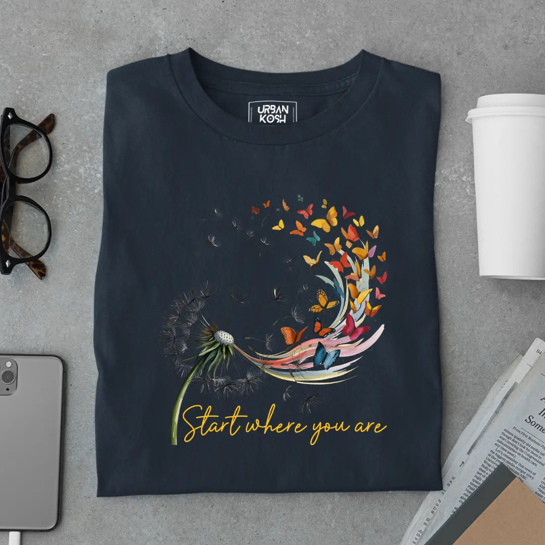 Start Where You Are - Premium Butterfly T-Shirt for Women