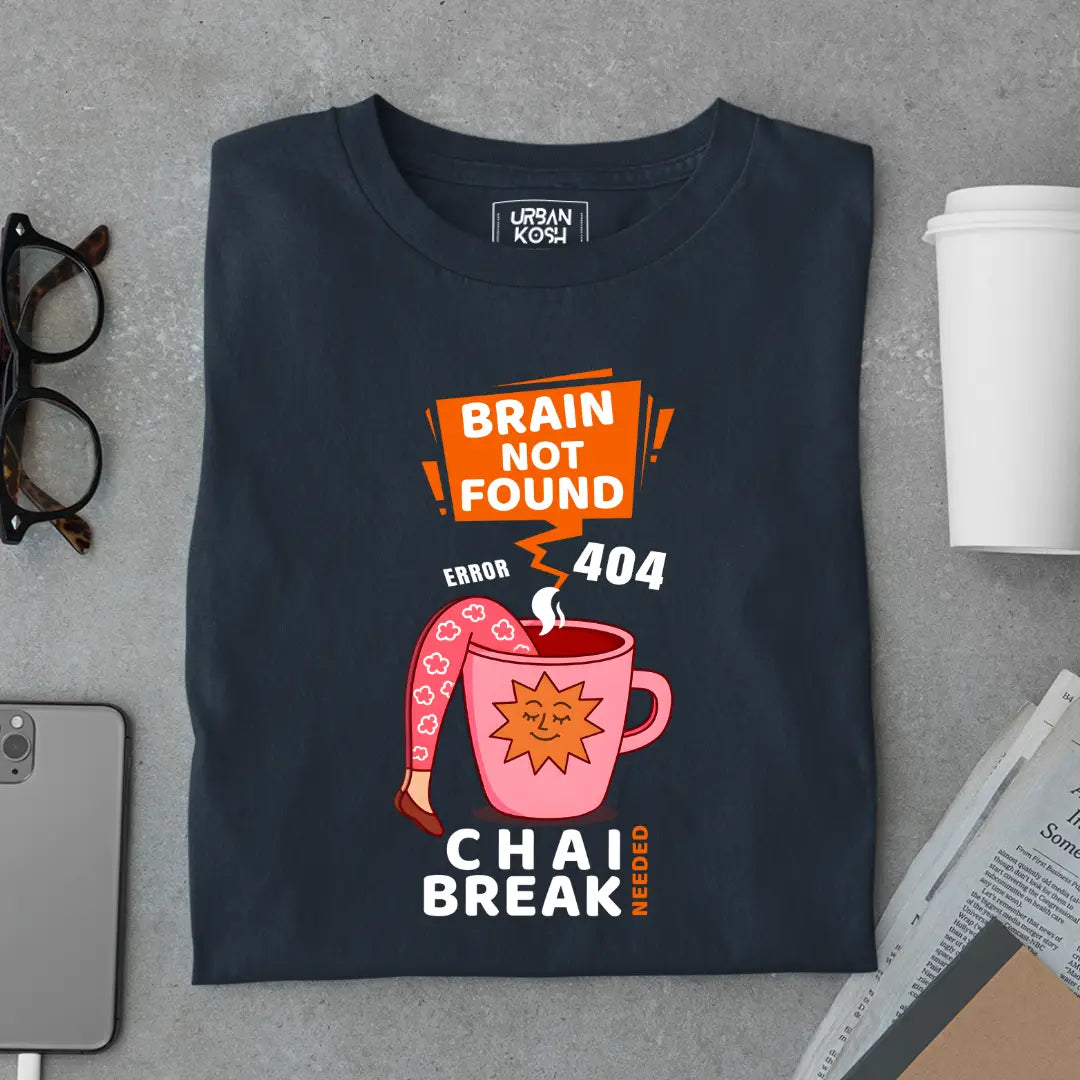 Brain Not Found Error 404 Chai Break Premium T-Shirt for Tea Lovers