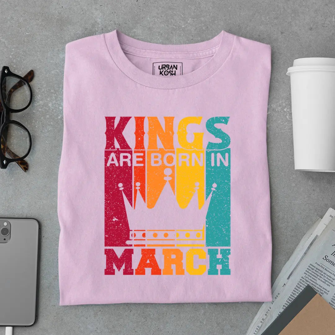 Vintage Kings are Born in March Limited Edition Premium Birthday T-Shirt