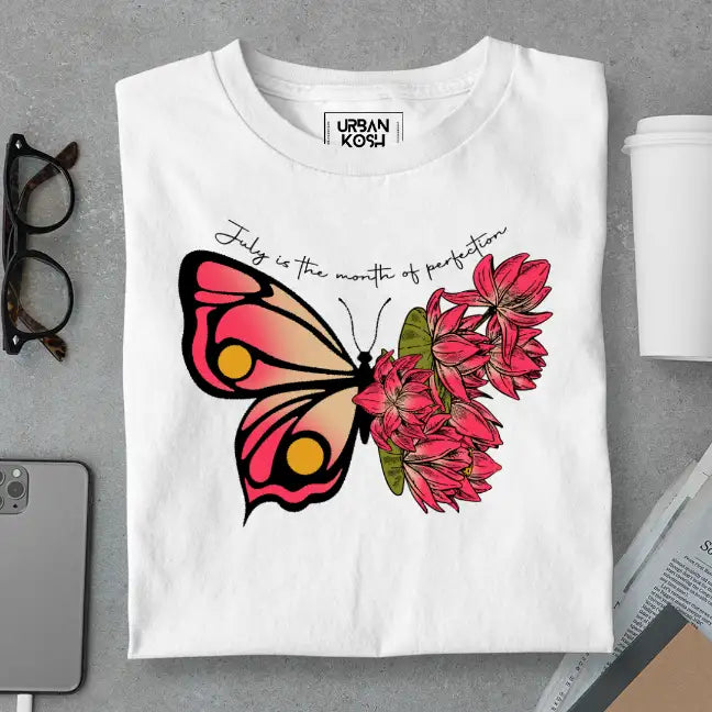 Butterfly of July Exclusive Premium Birthday T-Shirt for Women