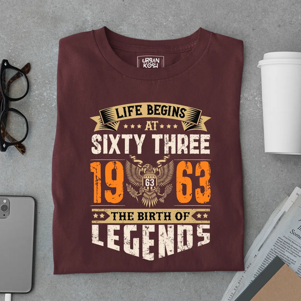 Life Begins at 63, 1963 The Birth of Legends Premium T-shirt