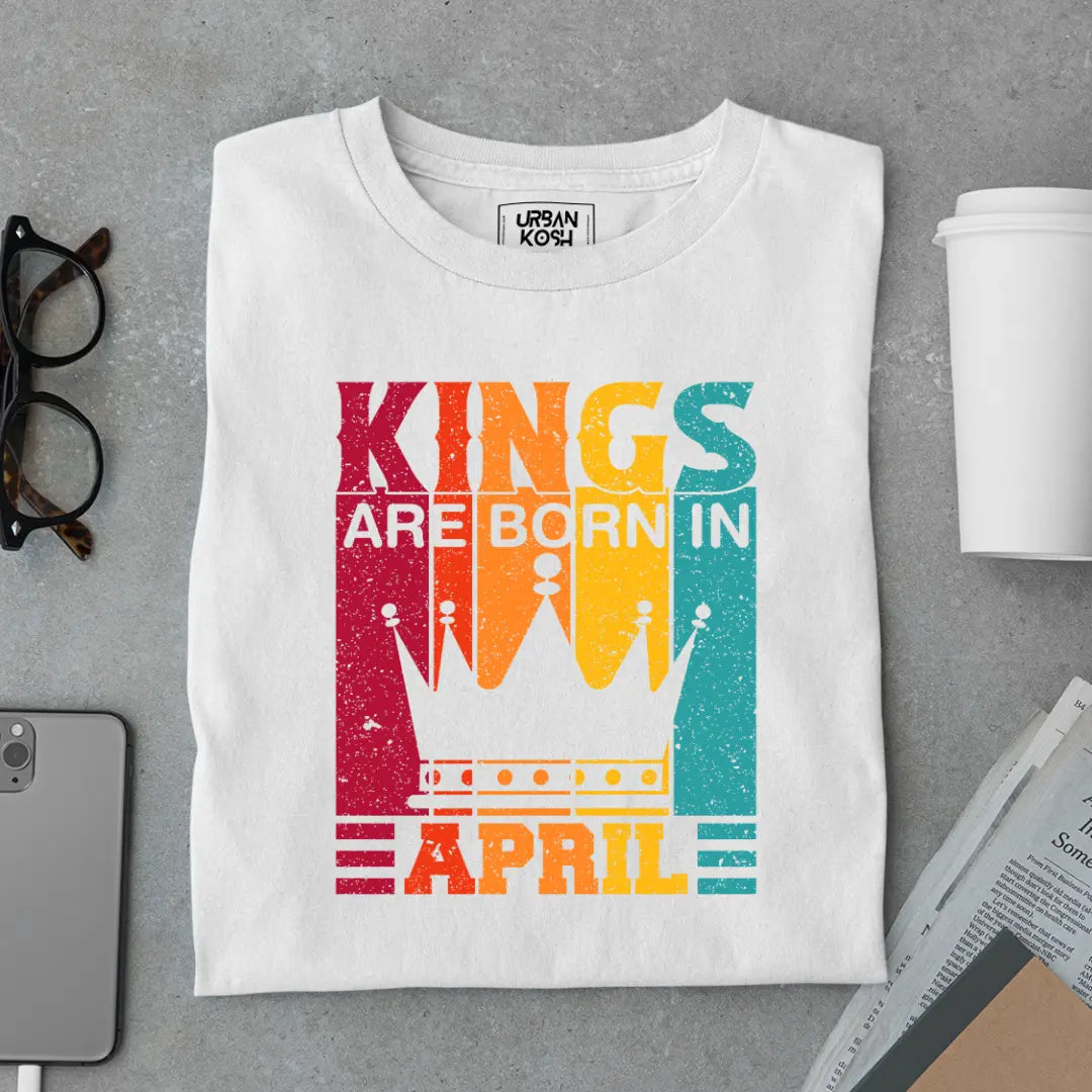 Vintage Kings are Born in April Limited Edition Premium Birthday T-Shirt