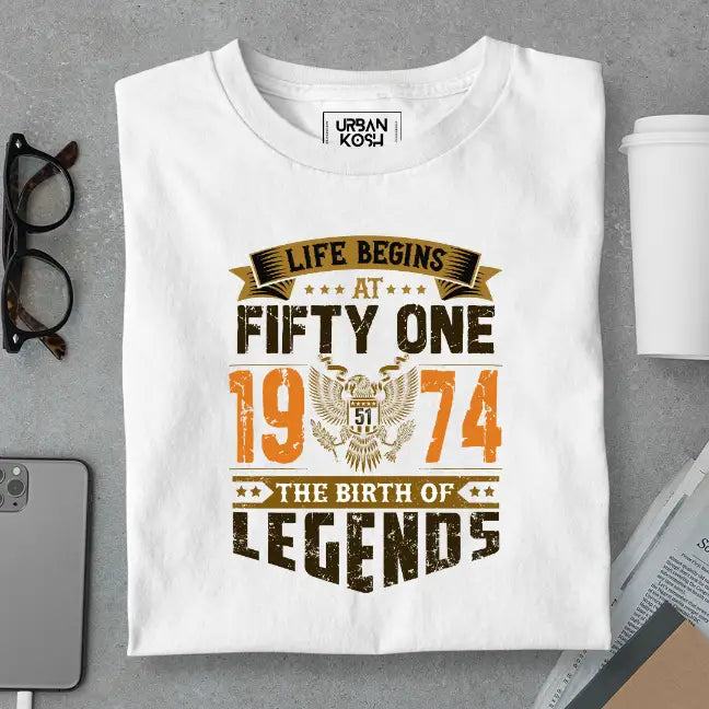 Life Begins at 51, The Birth of Legends Premium Unisex Birthday T-shirt