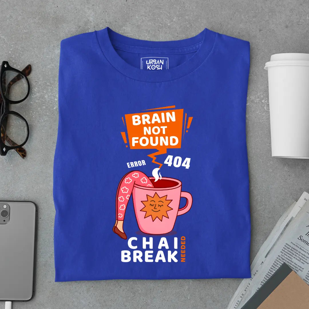 Brain Not Found Error 404 Chai Break Premium T-Shirt for Tea Lovers