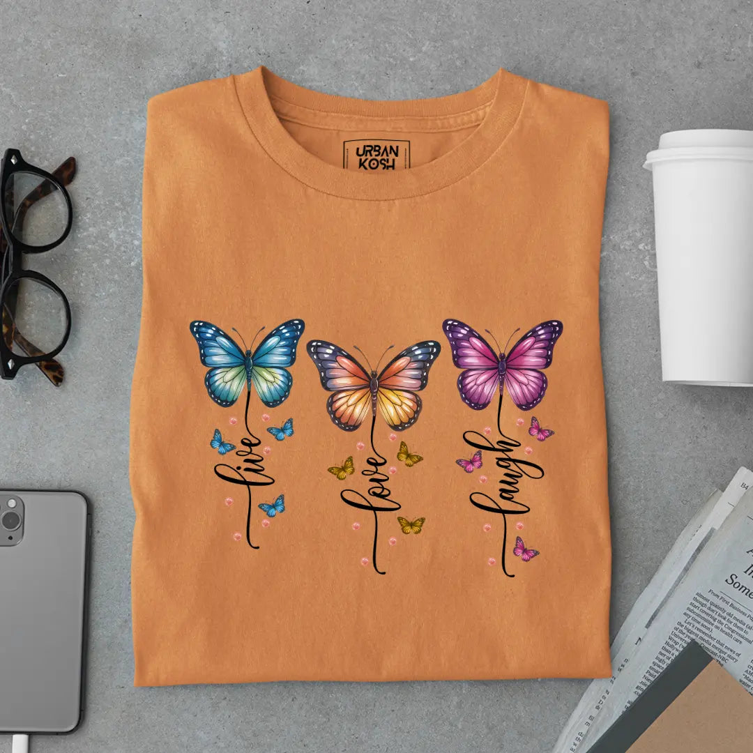 Live Love Laugh Premium Butterfly T-Shirt for Women