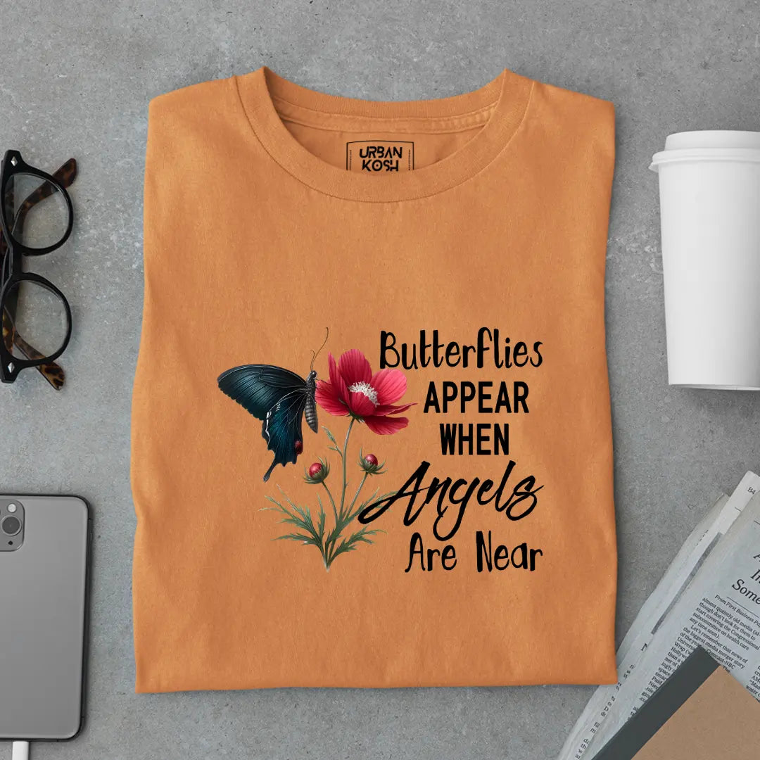 Butterflies Appear When Angels Are Near Premium Butterfly T-Shirt for Women