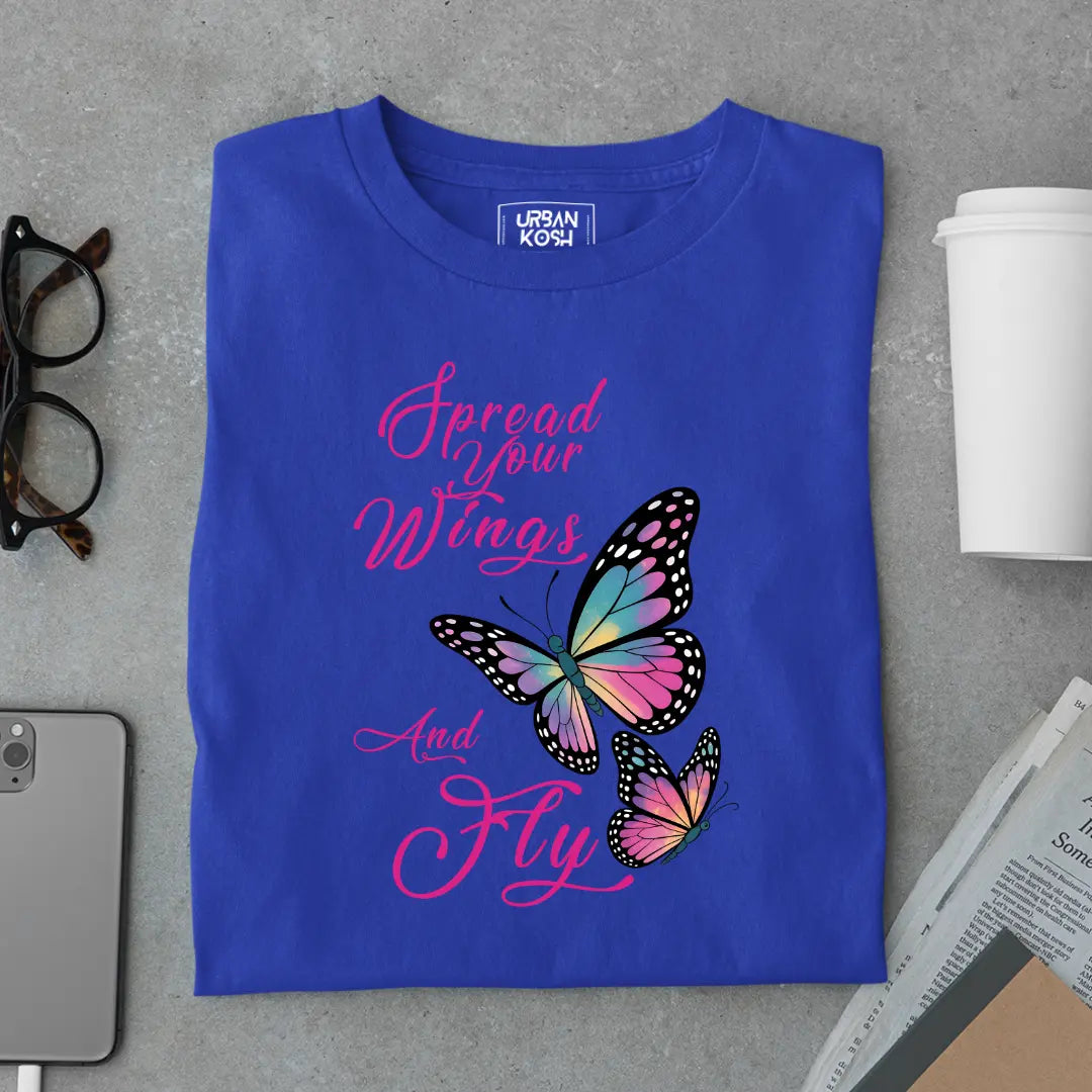 Spread Your Wings and Fly - Premium Butterfly T-Shirt for Women