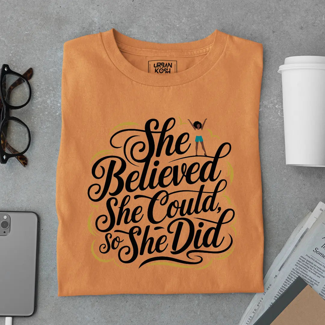She Believed She Could So She Did - Premium Butterfly T-Shirt for Women