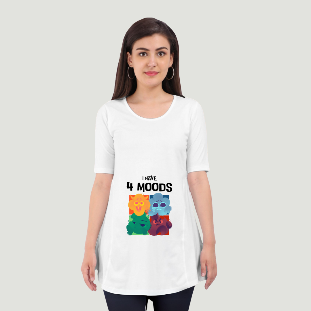 I have 4 Moods | Cute and Funny Maternity Pregnancy Baby Scoop Neck Top T-Shirt for Pregnant Women