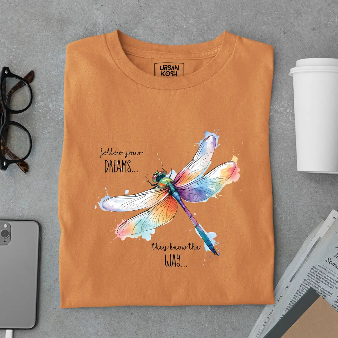 Follow Your Dreams They Know the Way Premium Butterfly T-Shirt for Women