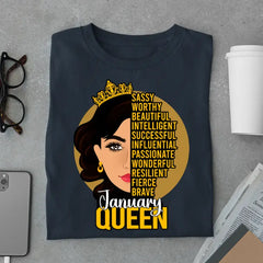 Sassy January Queen Limited Edition Exclusive Premium Birthday T-Shirt