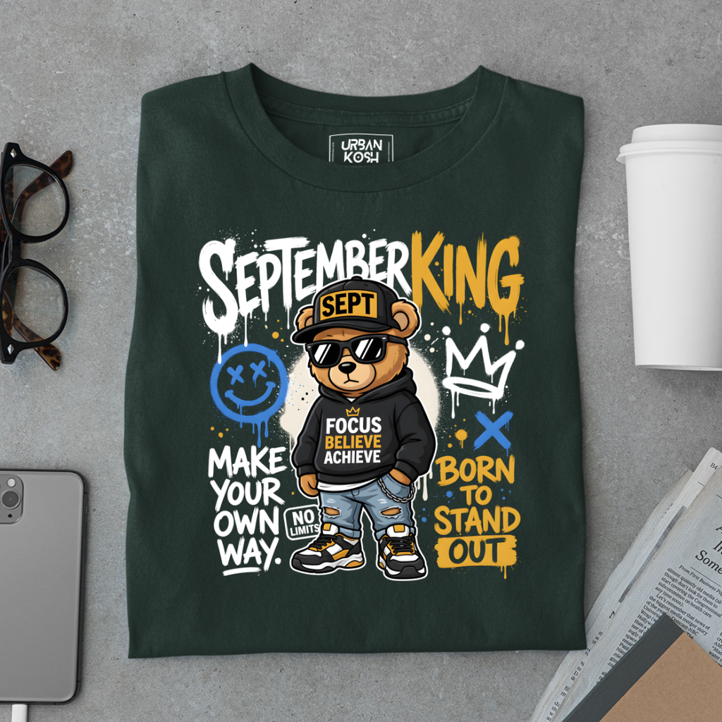 September King Teddy Bear Graphic T-Shirt