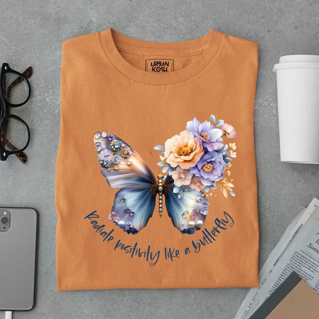 Radiate Positivity Like a Butterfly Premium Butterfly T-Shirt for Women