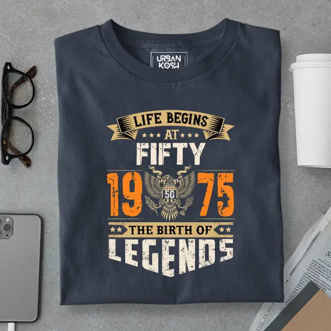Life Begins at 50, The Birth of Legends Premium Unisex Birthday T-shirt