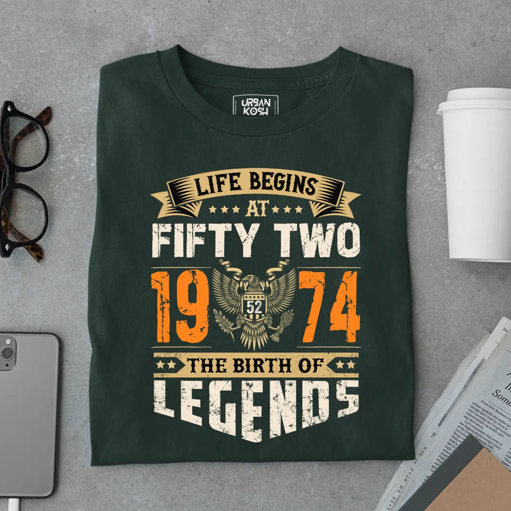 Life Begins at 52, 1974 The Birth of Legends Premium T-shirt