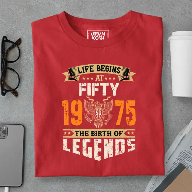 Life Begins at 50, The Birth of Legends Premium Unisex Birthday T-shirt