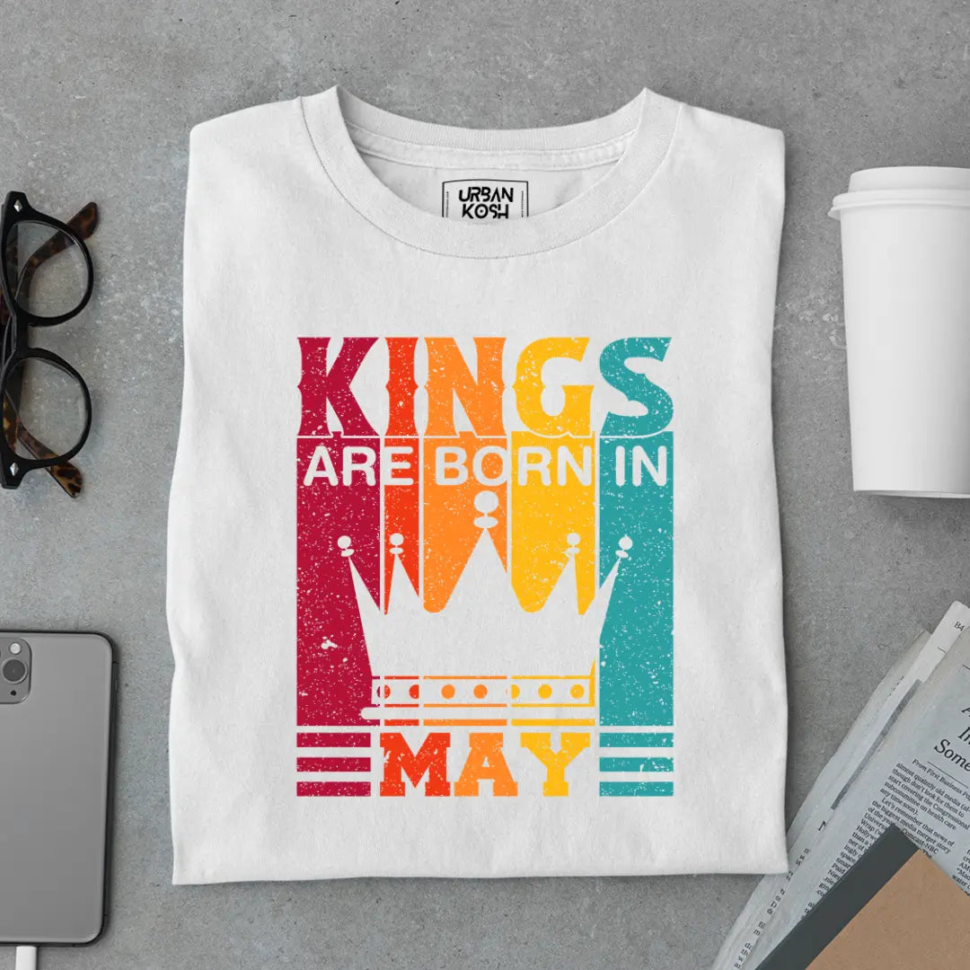 Vintage Kings are Born in May Limited Edition Premium Birthday T-Shirt