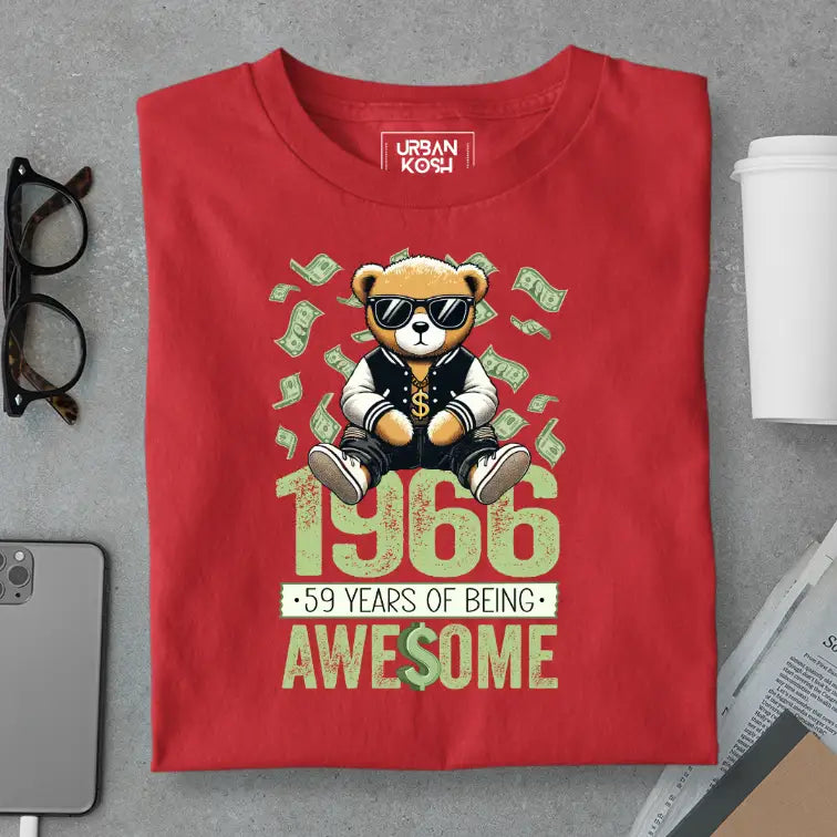 Teddy 1966, 59 Years of Being Awesome Premium Birthday T-Shirt