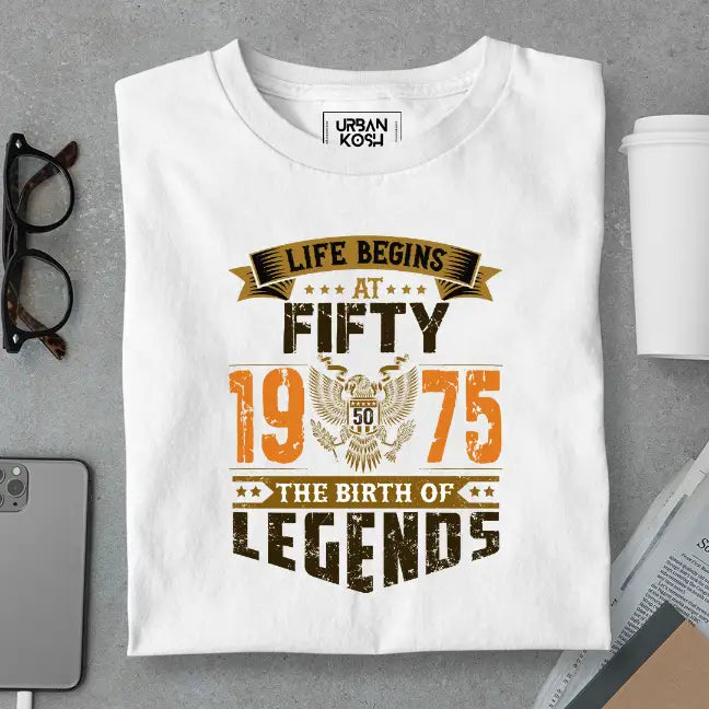 Life Begins at 50, The Birth of Legends Premium Unisex Birthday T-shirt