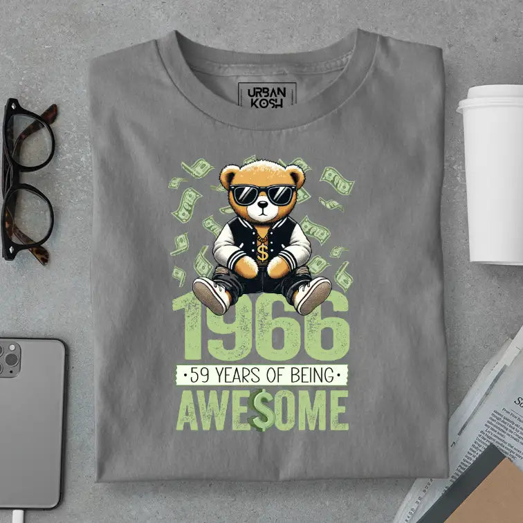 Teddy 1966, 59 Years of Being Awesome Premium Birthday T-Shirt