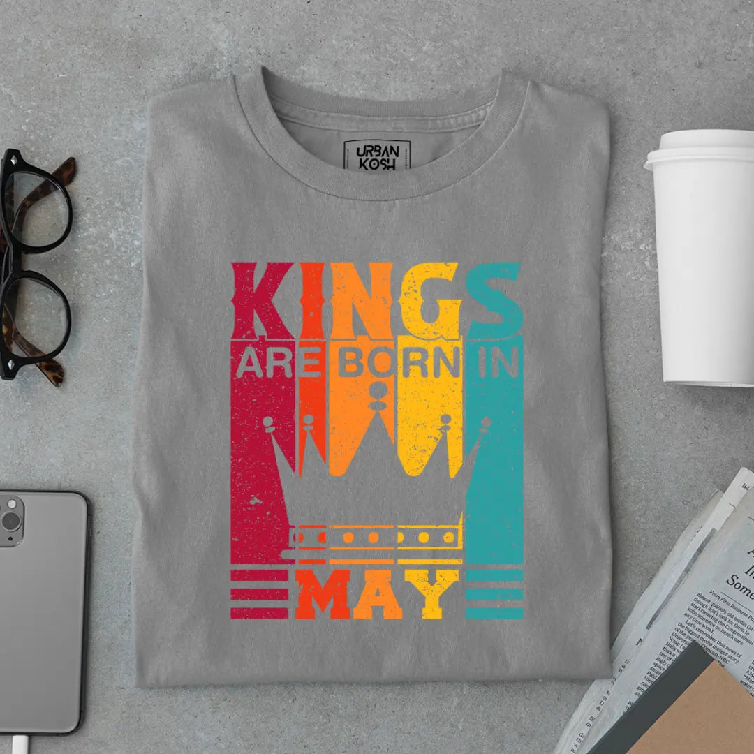 Vintage Kings are Born in May Limited Edition Premium Birthday T-Shirt