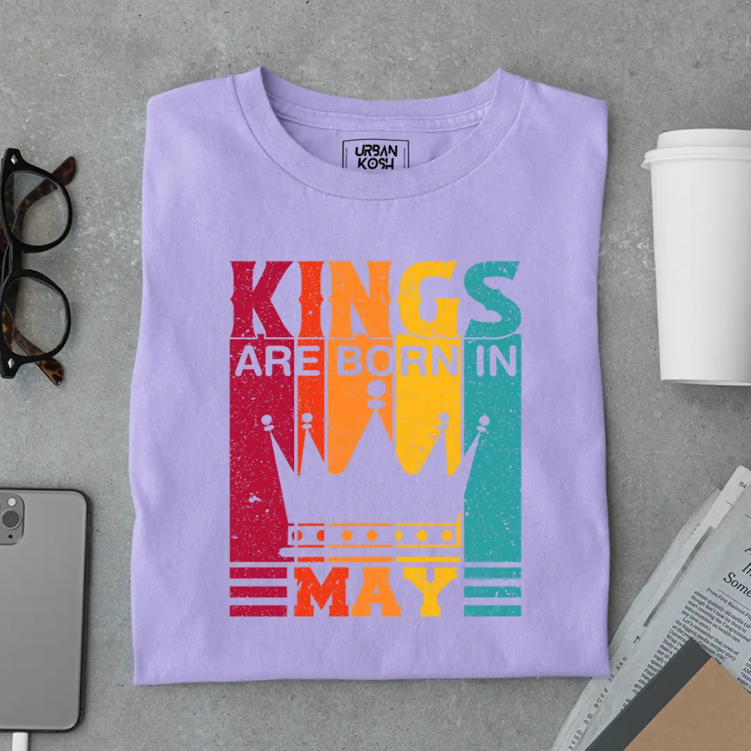 Vintage Kings are Born in May Limited Edition Premium Birthday T-Shirt