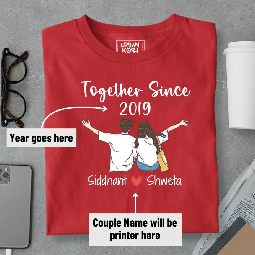 [Personalised] Together Since [Year] Couple T-Shirt – Valentine’s Day Special