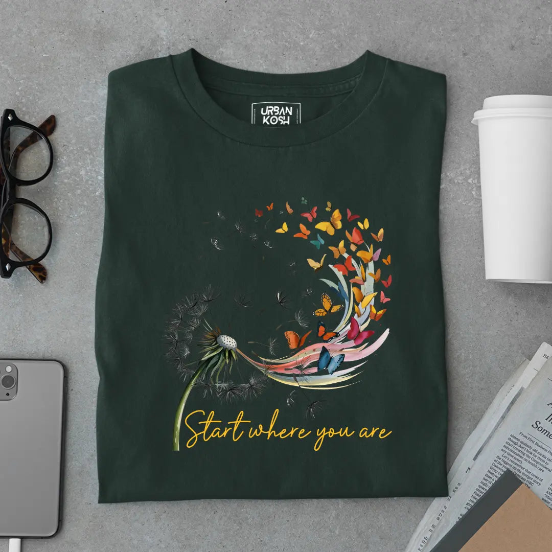 Start Where You Are - Premium Butterfly T-Shirt for Women