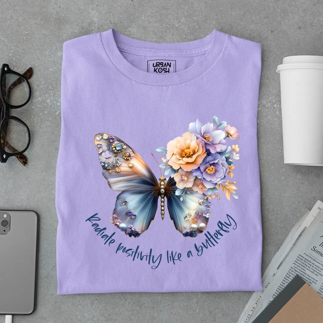 Radiate Positivity Like a Butterfly Premium Butterfly T-Shirt for Women