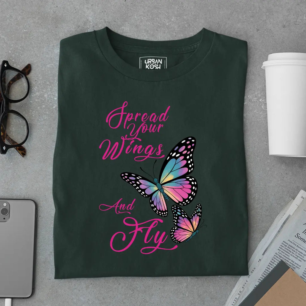 Spread Your Wings and Fly - Premium Butterfly T-Shirt for Women