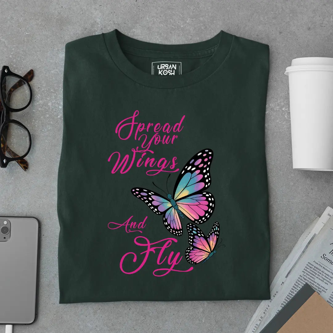 Spread Your Wings and Fly - Premium Butterfly T-Shirt for Women