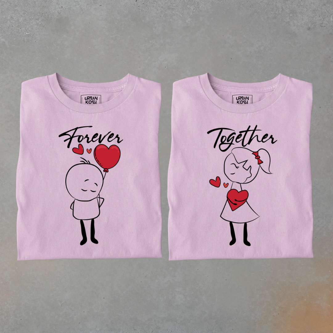 Forever Together Romantic Couple Premium T-Shirt Combo (Pack of 2)