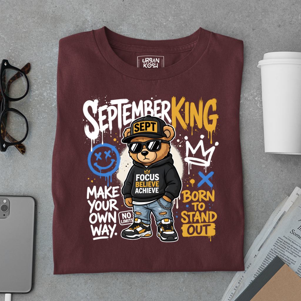 September King Teddy Bear Graphic T-Shirt