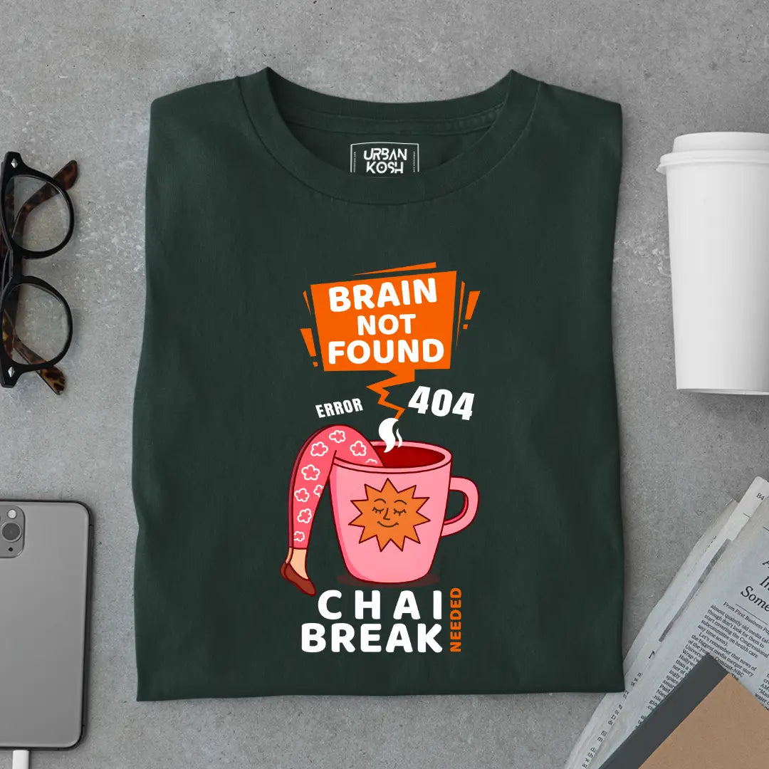 Brain Not Found Error 404 Chai Break Premium T-Shirt for Tea Lovers
