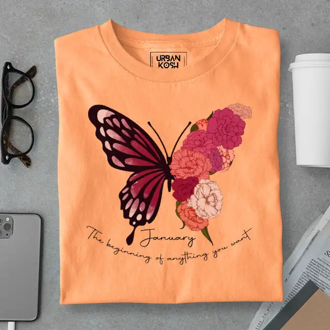 Butterfly of January Exclusive Premium Birthday T-Shirt for Women