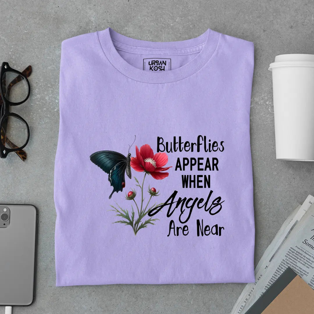 Butterflies Appear When Angels Are Near Premium Butterfly T-Shirt for Women