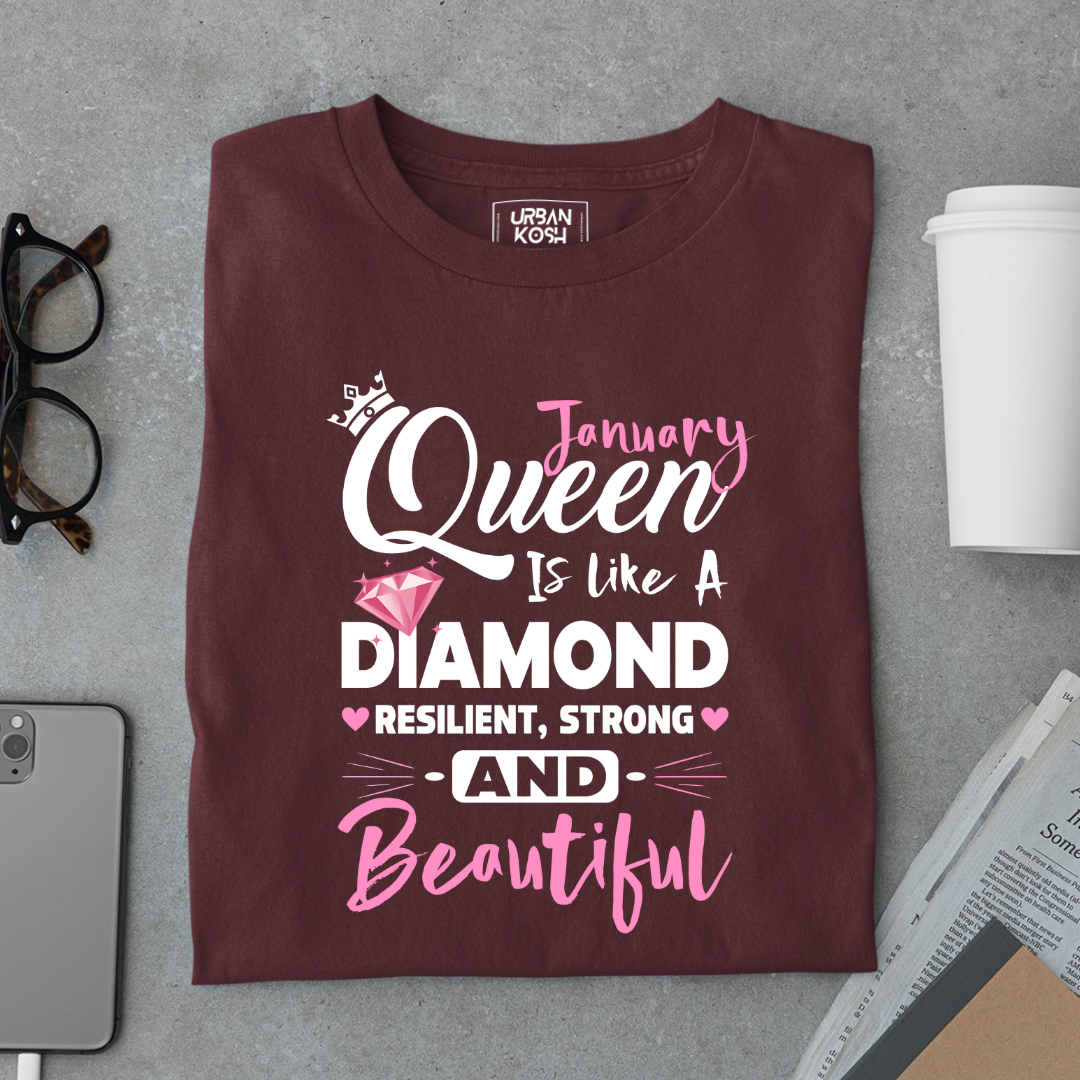 January Queen is Like a Diamond Premium Exclusive Birthday T-shirt