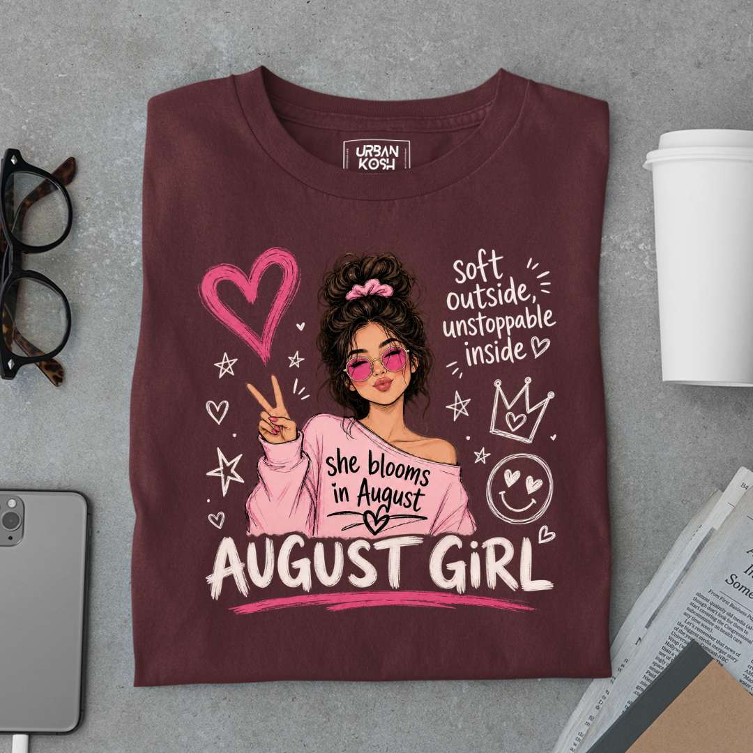 She Blooms in August Exclusive Premium Birthday T-shirt for August Girl