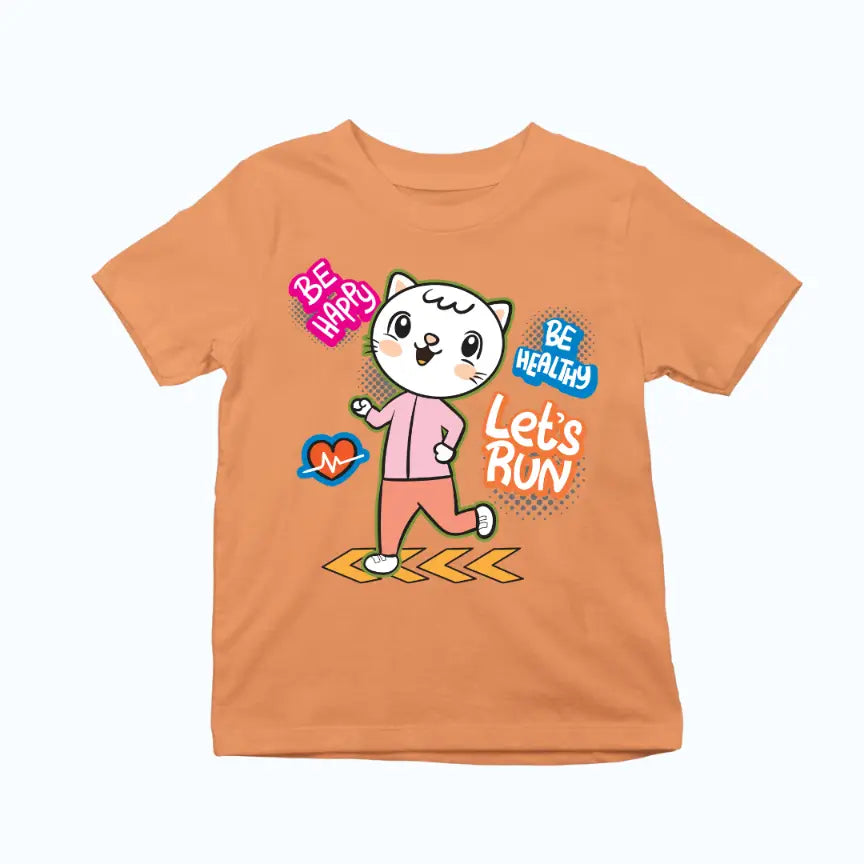 Happy Healthy Jogging Cat Exclusive T-shirt for Kids