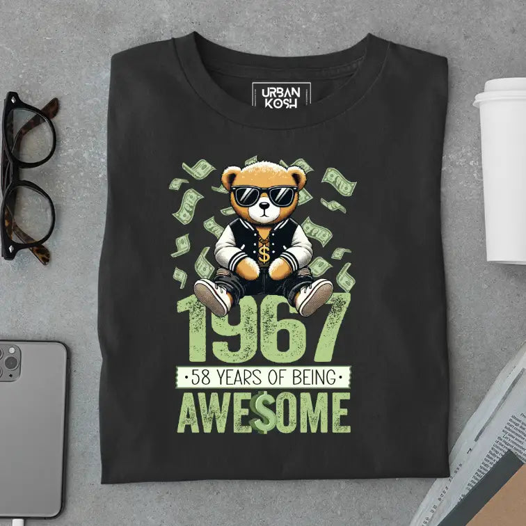 Teddy 1967, 58 Years of Being Awesome Premium Birthday T-Shirt
